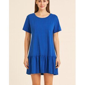 Out of Office Trina Turk Dress Womens Large Linen Ruffle Hem Short Sleeve Summer